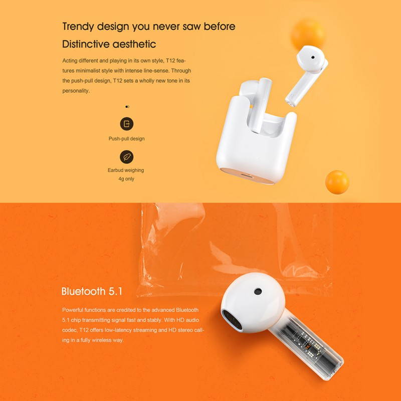 QCY T12 Bluetooth Headset TWS Wireless In-ear Magnetic Headset