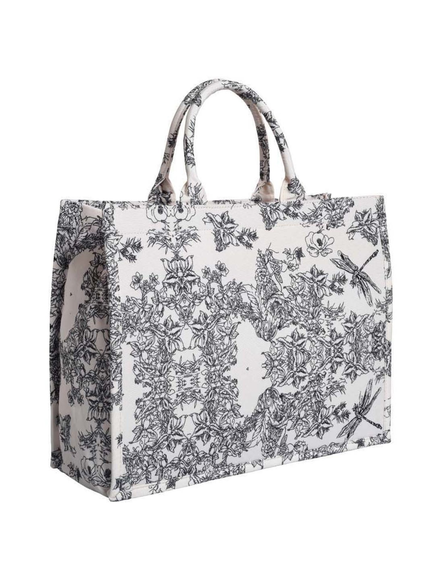 Lino Perros White & Black Printed Large Tote Handbag