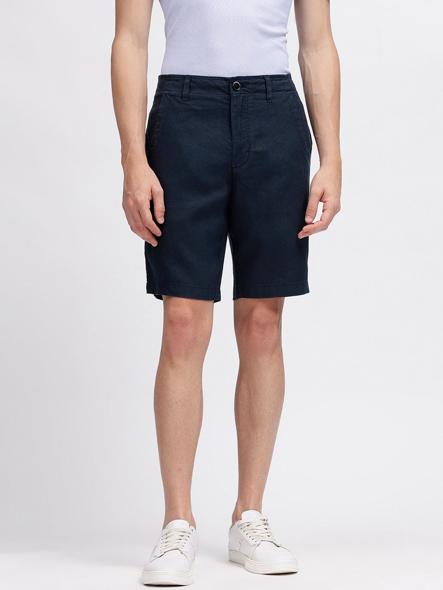 Bruun & Stengade Navy Regular Fit Linen Shorts