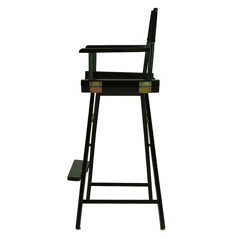 Casual Home Portable Bar Height Directors Chair with Wood Frame, Canvas Seat and Back, and Removable Footrest, Black
