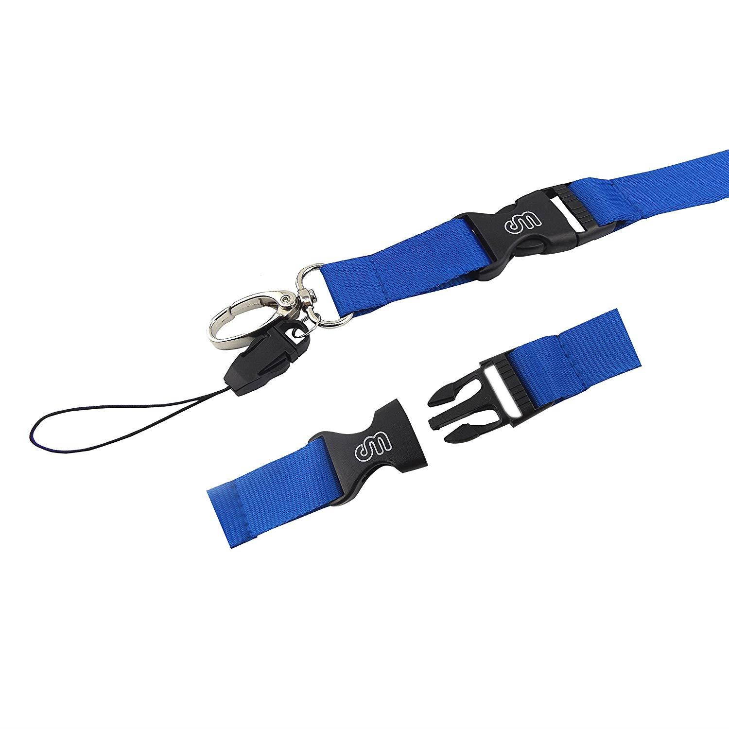 Office Lanyard, Wisdompro 5pcs 23" Premium Polyester Neck Strap Lanyard with Oval Clasp & Detachable Buckle for Phones, Camera, iPod, USB, Key, Keychain, ID Name Tag Badge Holder-Blue