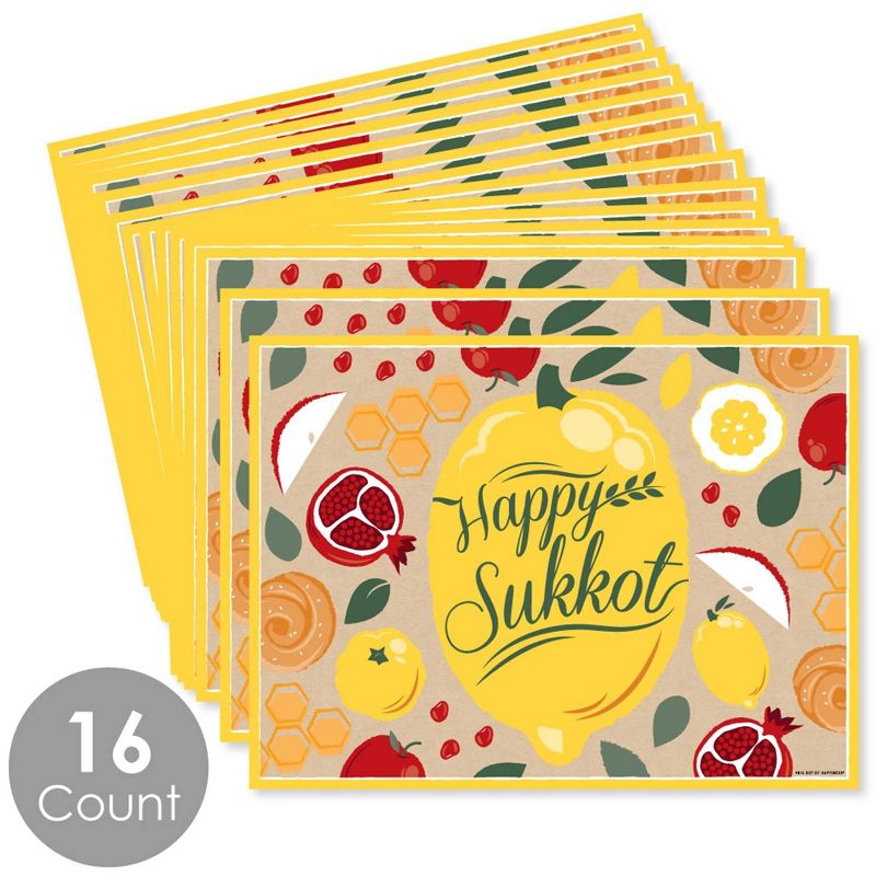 Big Dot of Happiness Sukkot - Party Table Decorations - Sukkah Placemats - Set of 16