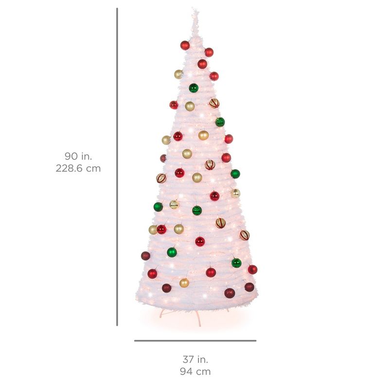 Best Choice Products 7.5ft Pre-Lit Pop-Up Artificial Christmas Tree Holiday Decoration w/ 450 White Lights, Stand