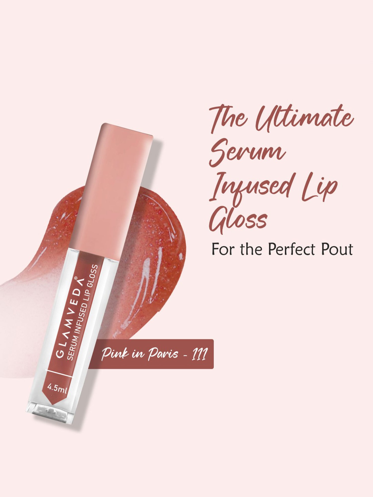 Glamveda Serum Infused Lip Gloss Pink in Paris-111 - 4.5 ml