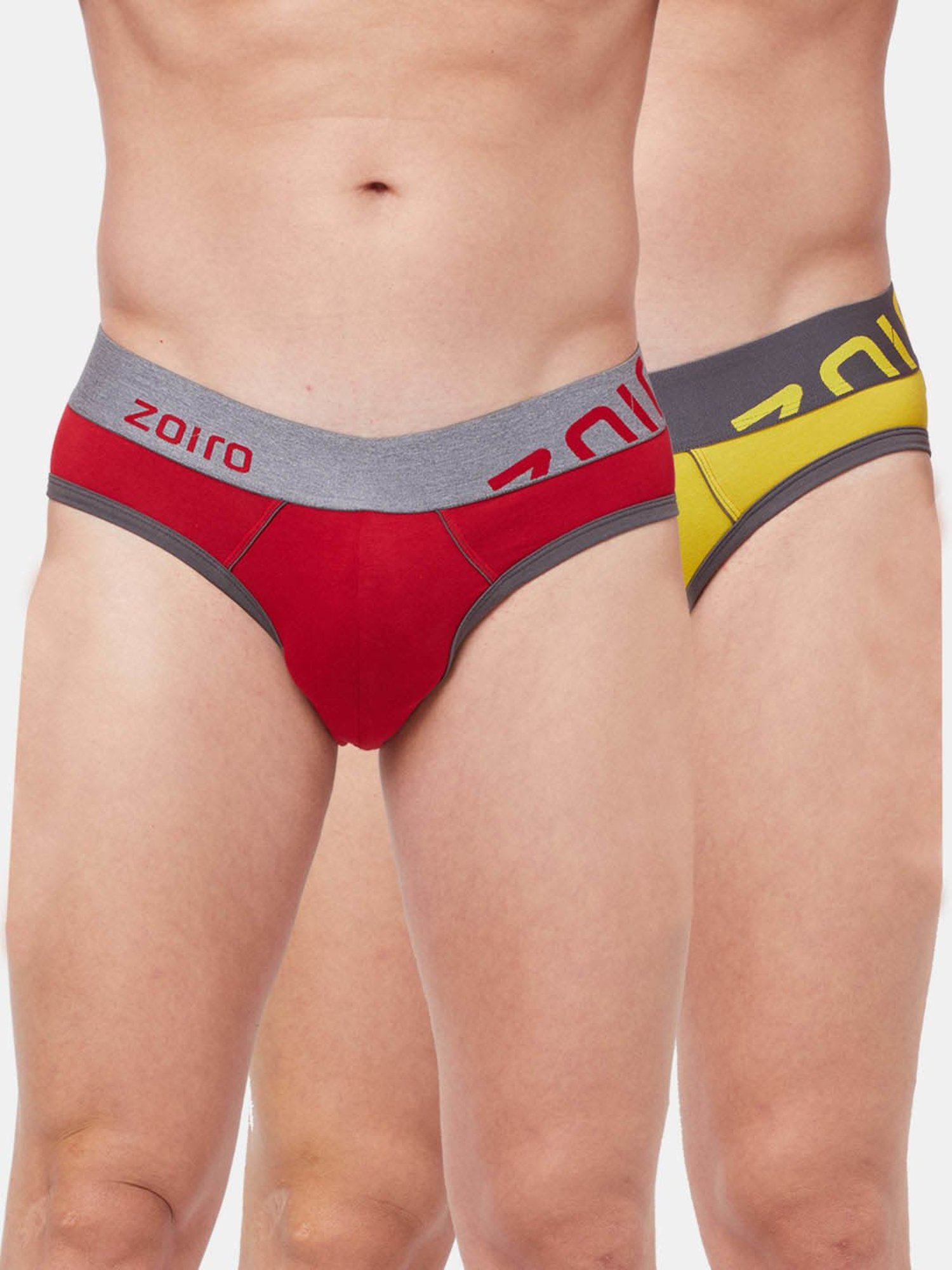 Zoiro Ribbon Red & Sulphur Regular Fit Briefs - Pack Of 2