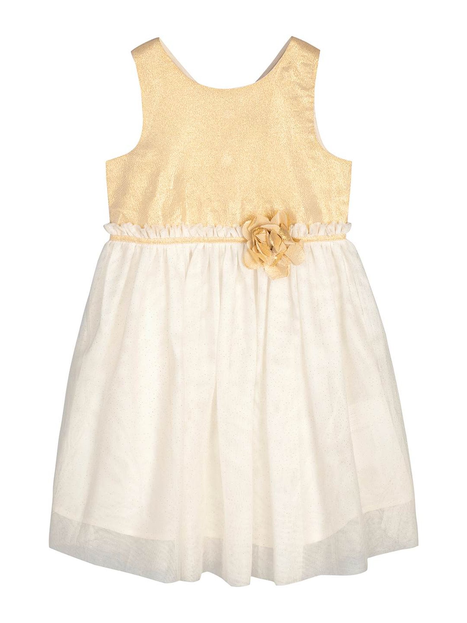 Budding Bees Kids White & Yellow Embellished Dress