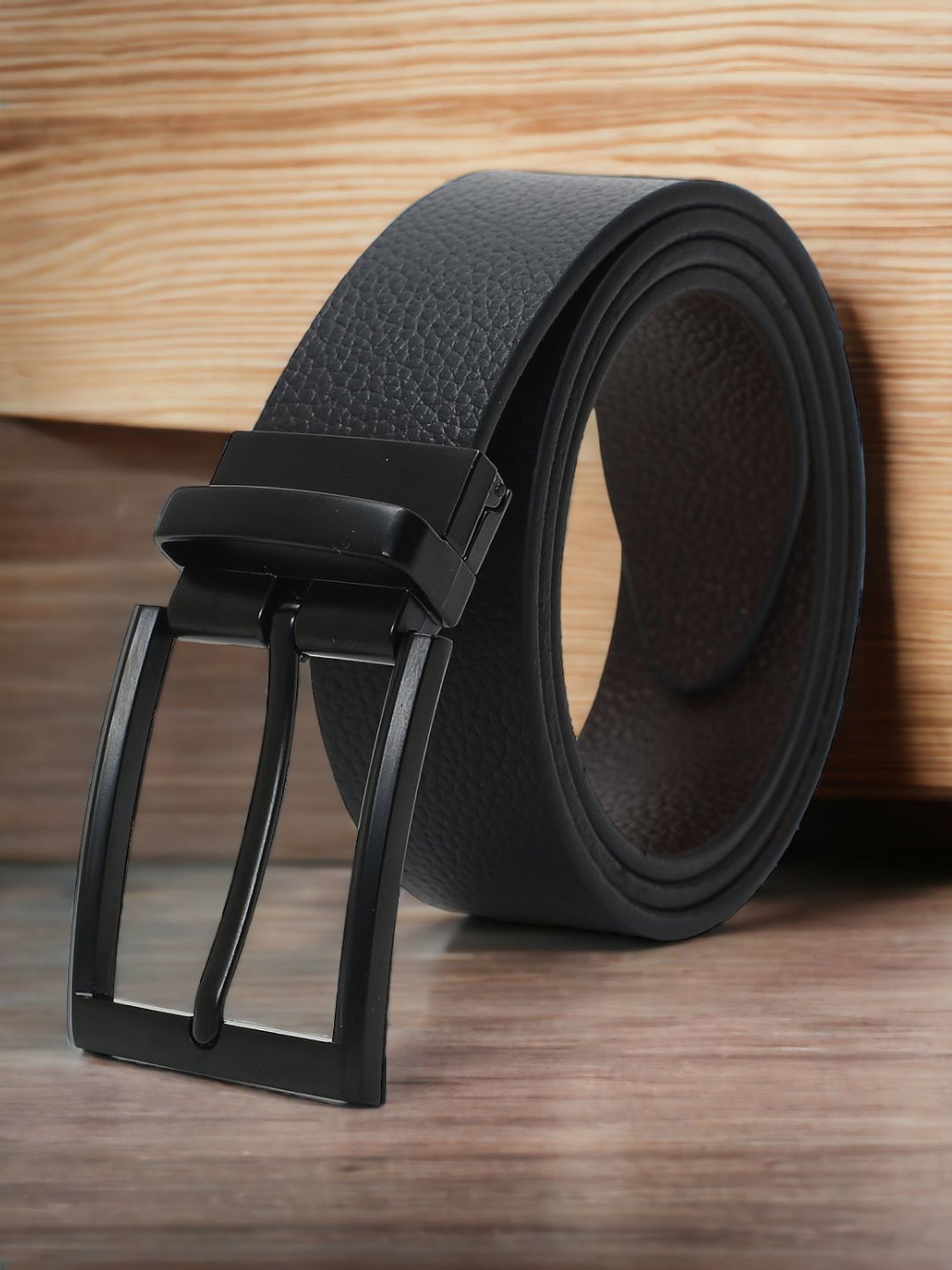 Crusset Black Leather Formal Belt for Men
