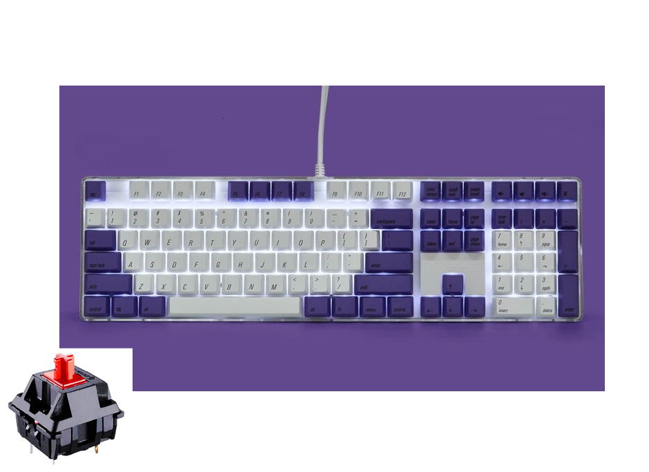 Qisan Magicforce N-key Rollover  Mechanical Keyboard Gaming Keyboard Cherry MX Brown  100% Full Size 108 Keys with White Backlight Case,PBT Keycaps