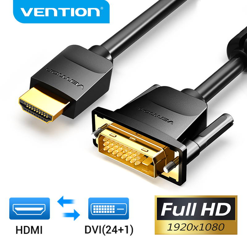VENTION HDMI to DVI Cable Bi Directional DVI-D 24+1 Male to HDMI Male Adapter High Speed 1080P HD Compatible for Xbox PS4 PS5 Laptop Graphics Card Blue-ray