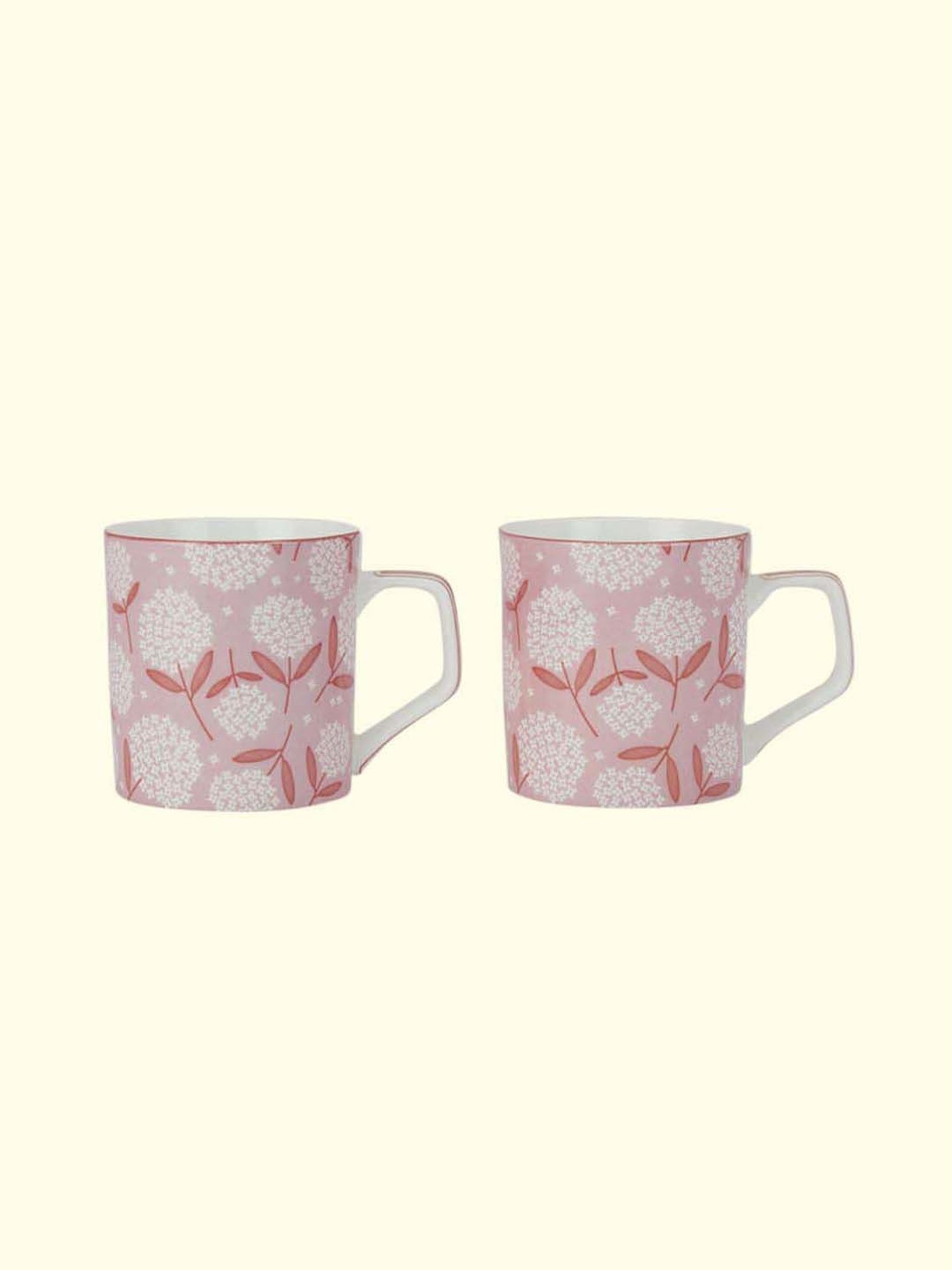 Living Scapes by Pantaloons Pink Bone China Cups (0.22 L) - Set of 2