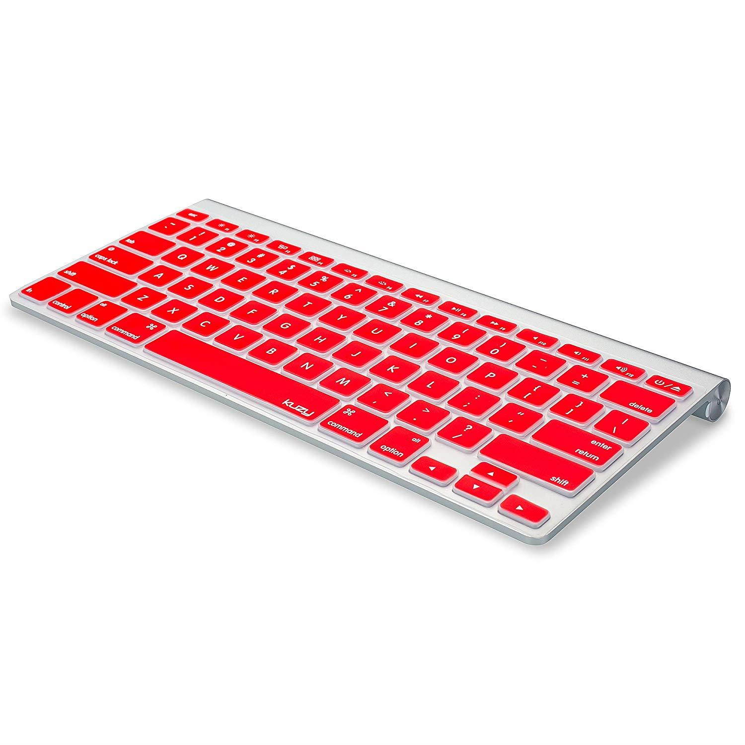Kuzy RED Keyboard Cover Silicone Skin for MacBook Pro 13" 15" 17" (with or w/out Retina Display) iMac and MacBook Air 13" - Red