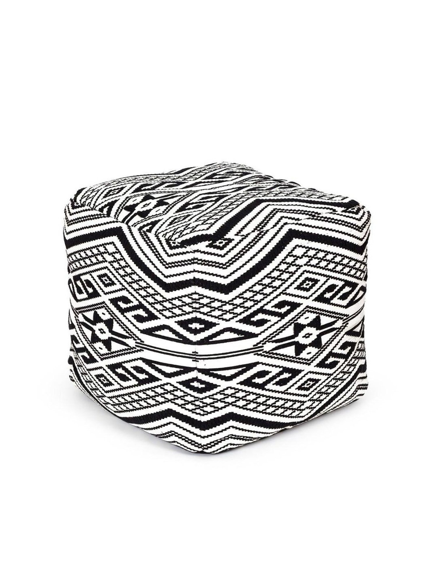 Home4U Enervee Woven Black & White Cotton Pouffe