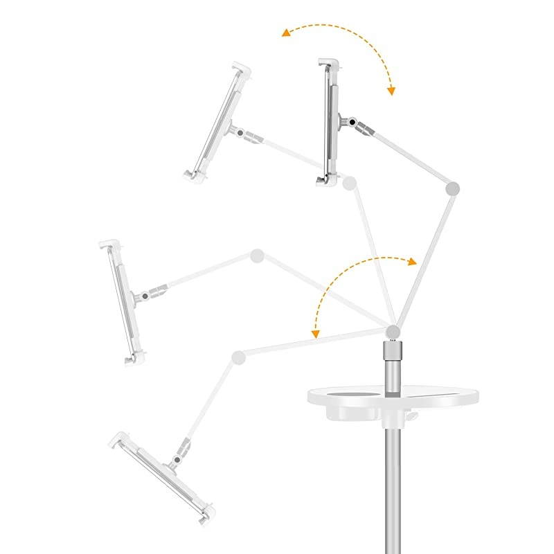 Tablet Floor Stand Holder for iPadApplicable to 45~10inch Smart Phone and Tablet Such as iPad iPhone X iPad ProiPad Mini iPad Air 12 iPad 24 Silver