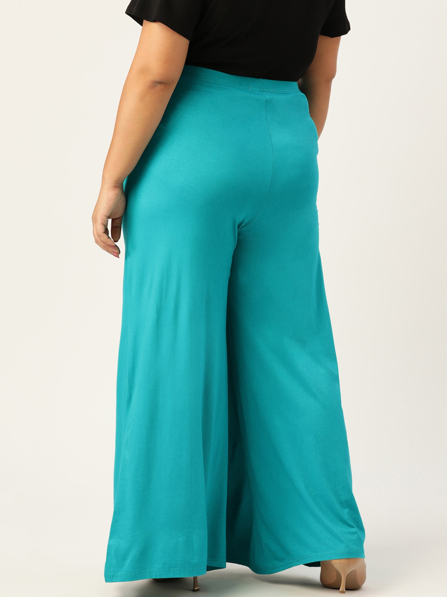 theRebelinme Turquoise High Rise Palazzos