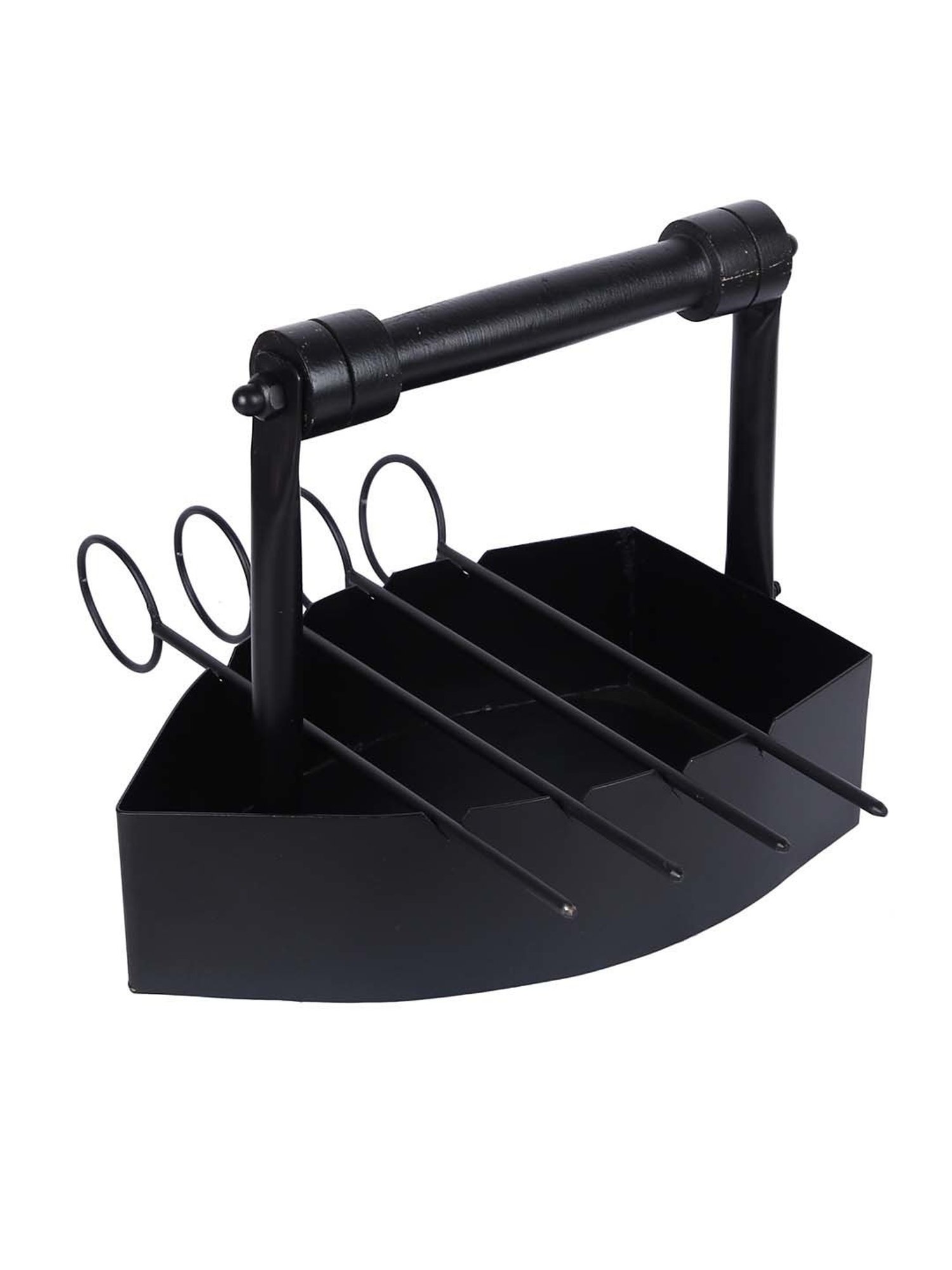 Aapno Rajasthan Black Iron Stylish Steam Barbeque Plate With Skewers