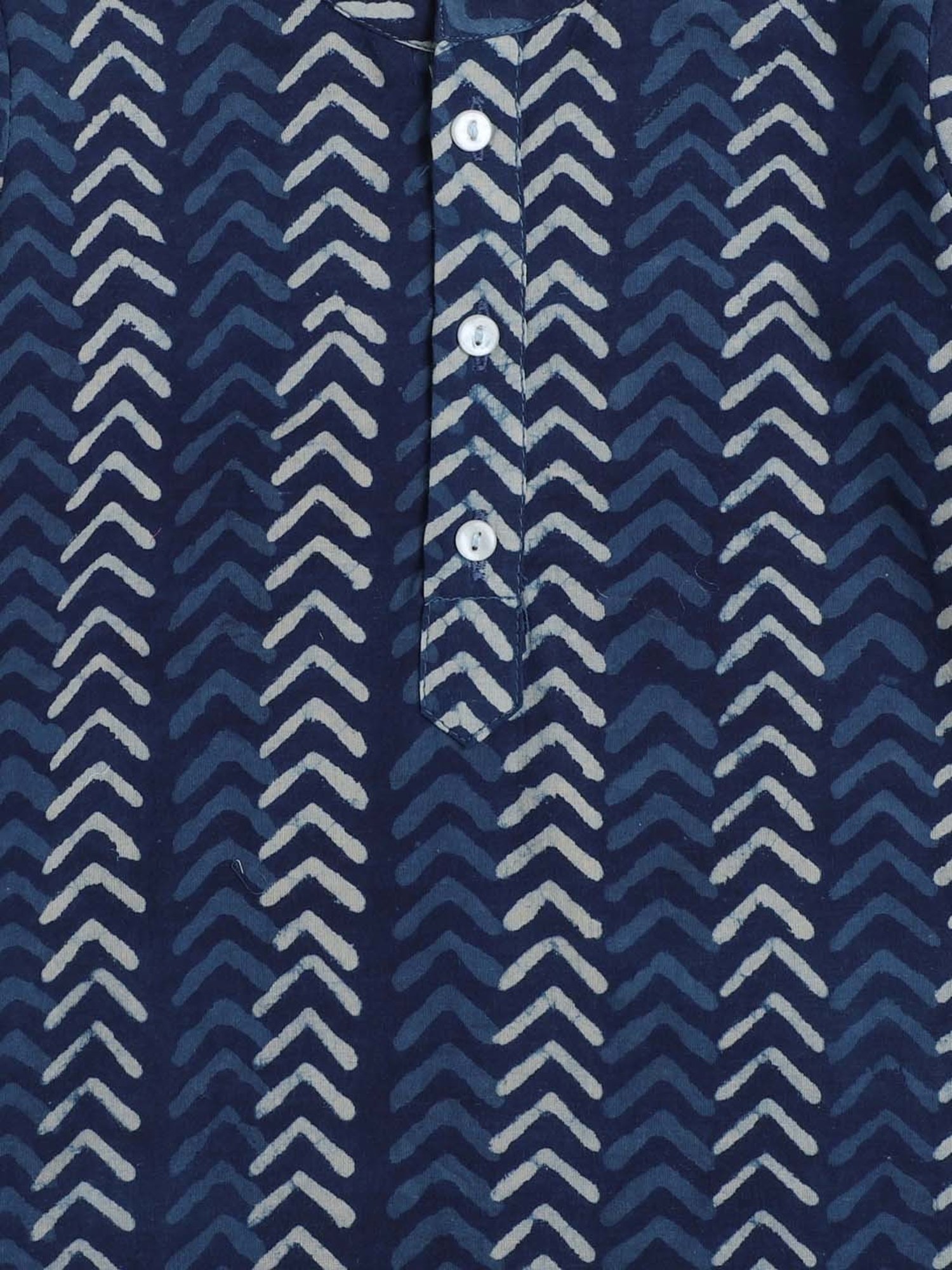 The Magic Wand Kids Blue & White Cotton Printed Full Sleeves Kurta Set