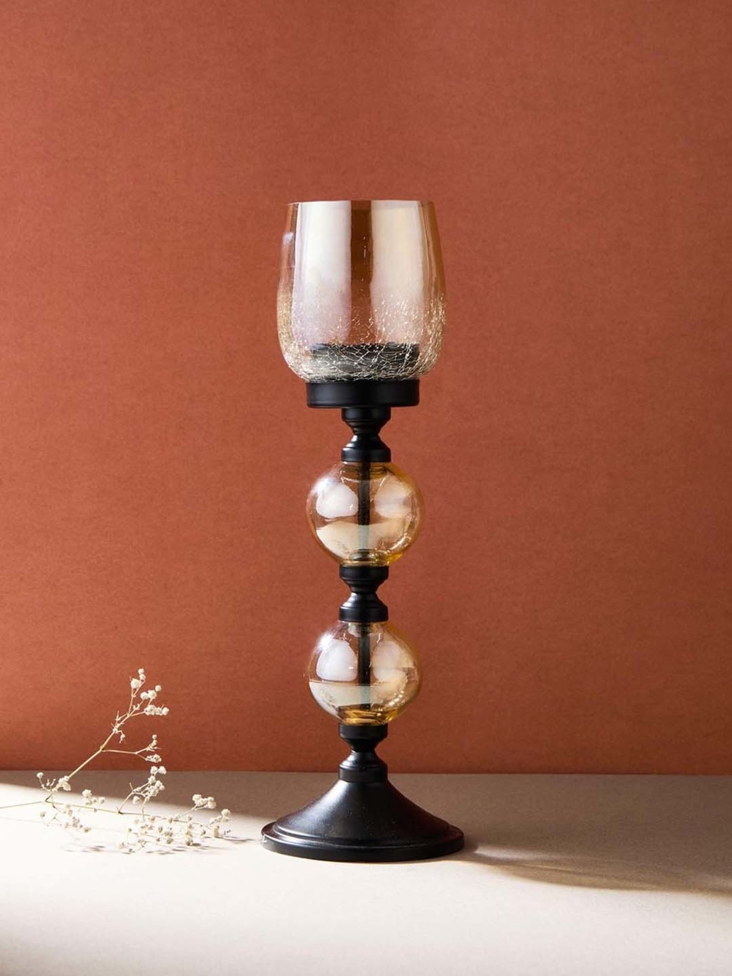 Fabindia Home Kaushal Black Metal Small Candle Stand