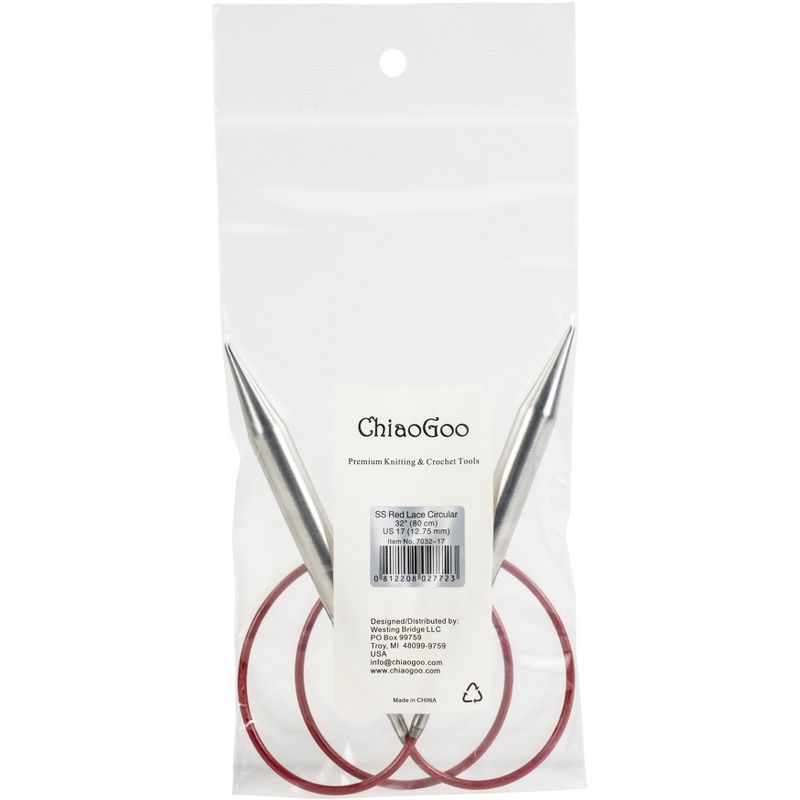 ChiaoGoo Red Lace Stainless Circular Knitting Needles 32"-Size 17/12.75mm