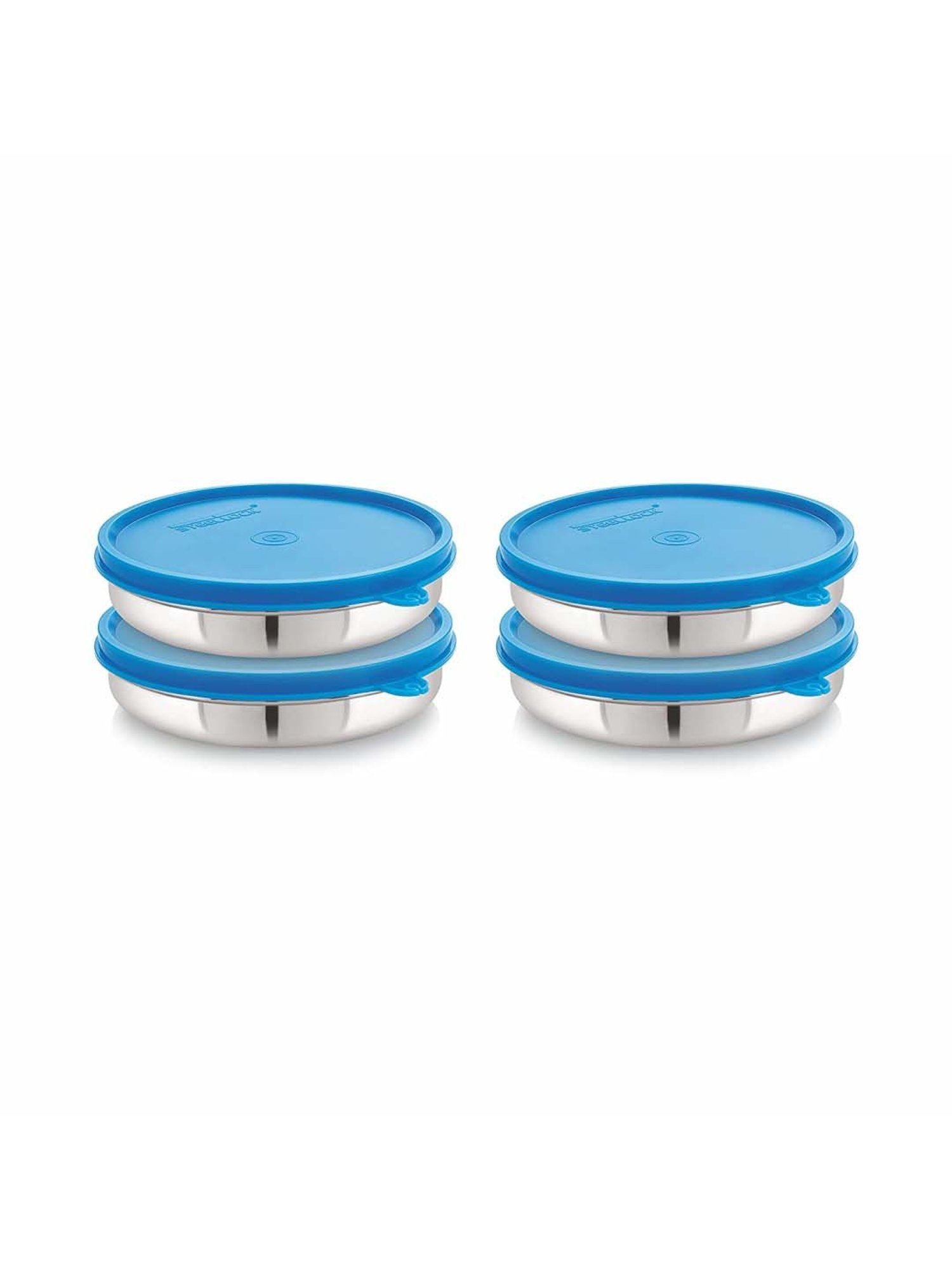 Steel Lock Blue Stainless Steel Container (0.55 L) - Set of 4