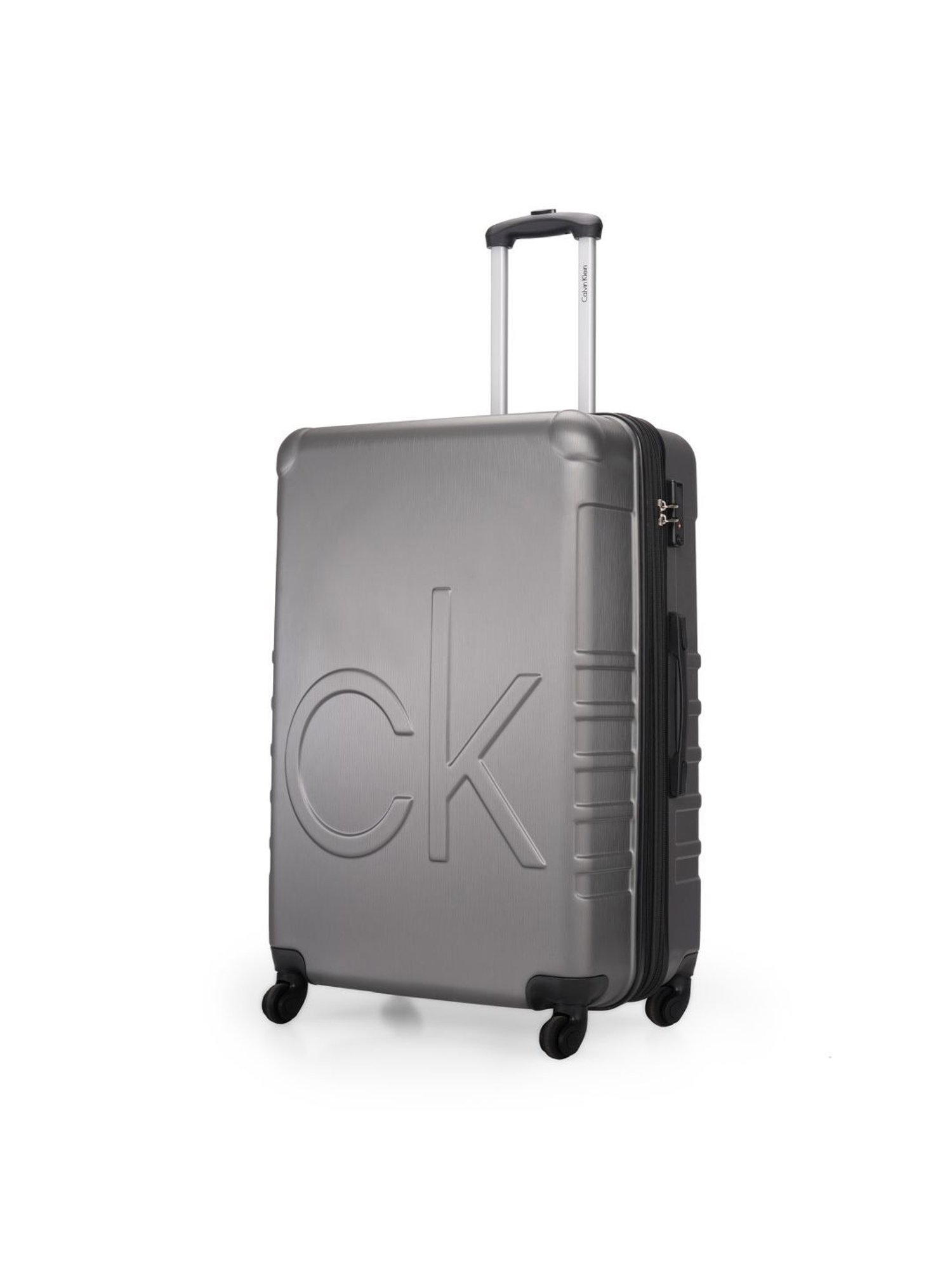 Calvin Klein Midtown Tour Dark Grey Textured Hard Cabin Trolley Bag - 76 cm
