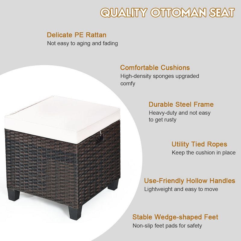 Newbury Premium Grade A Teak Wood Patio Ottoman White - Modway