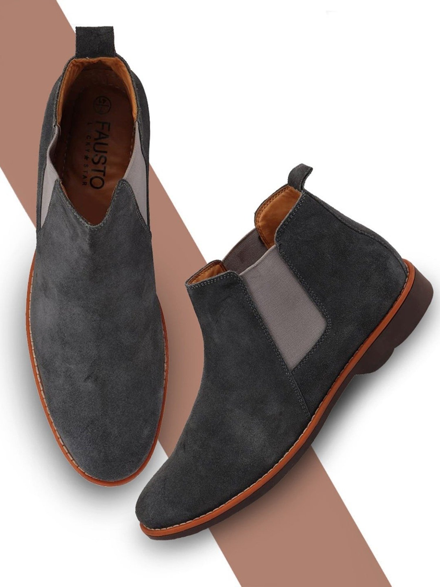 Fausto Men's Grey Chelsea Boots