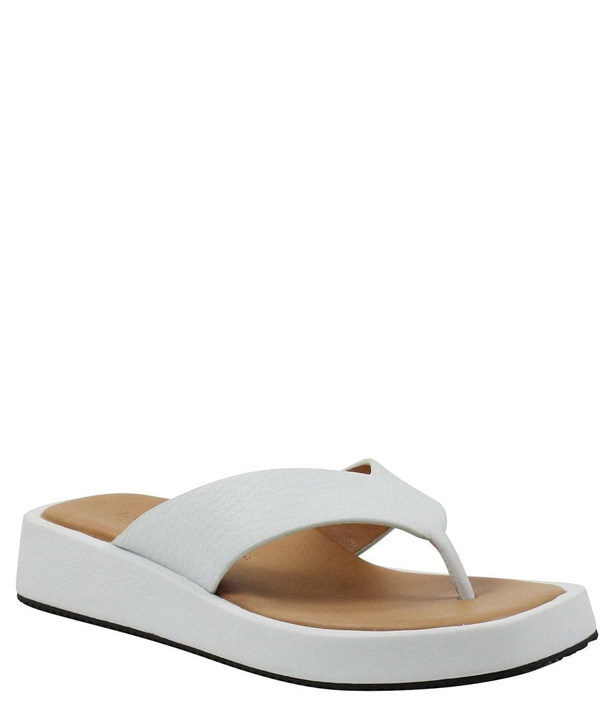 L'Amour Des Pieds Anastasio Leather Thong Platform Wedge Sandals