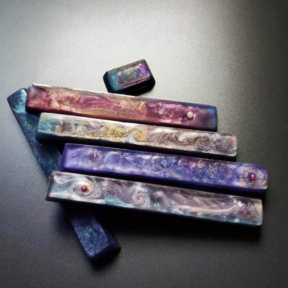 ZEFS--ESD Keycaps Backlight Resin Spacebar Keycap for Switch Mechanical Keyboard Handmade Starry Sky Mount Keycap for Keyboards (Axis Body : 6.5X, Color : Spacebar6)