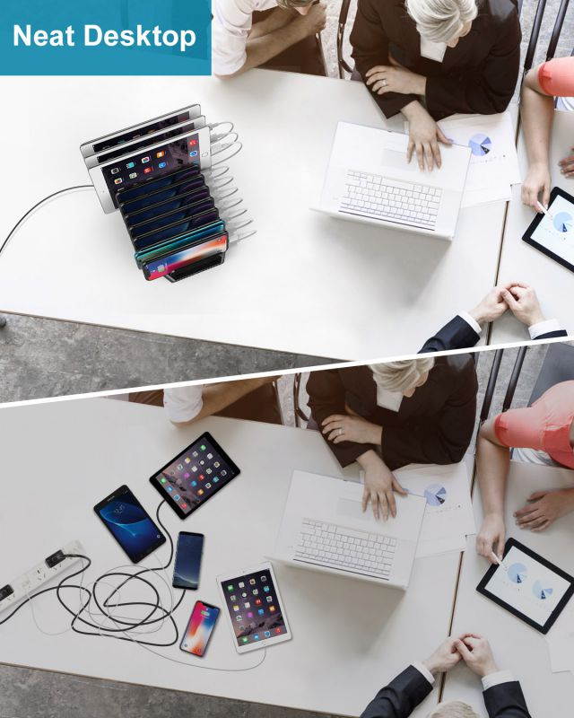 Unitek Fast Charging Station with Quick Charge 3.0, Multi USB Charger Station for Multiple Devices, iPhone, iPad, Tablet, Kindle-Black(UL Certified)