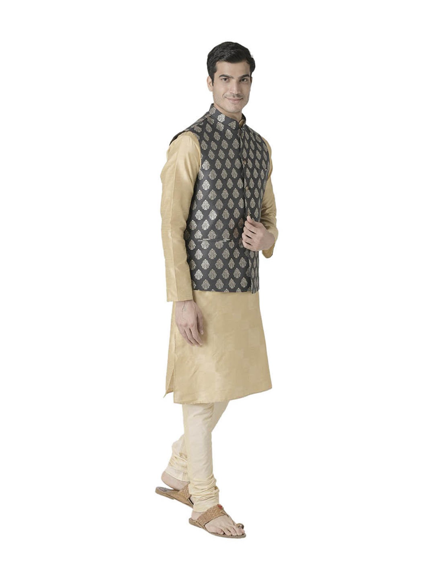Tabard Beige & Grey Printed Suit