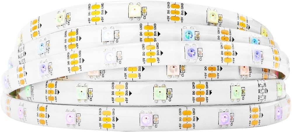 BTF-LIGHTING WS2812B RGB 5050SMD Individual Addressable 16.4FT 30Pixels/m 150Pixels Flexible White PCB Full Color LED Pixel Strip Dream Color IP65 Waterproof Making LED Screen LED Wall Only DC5V