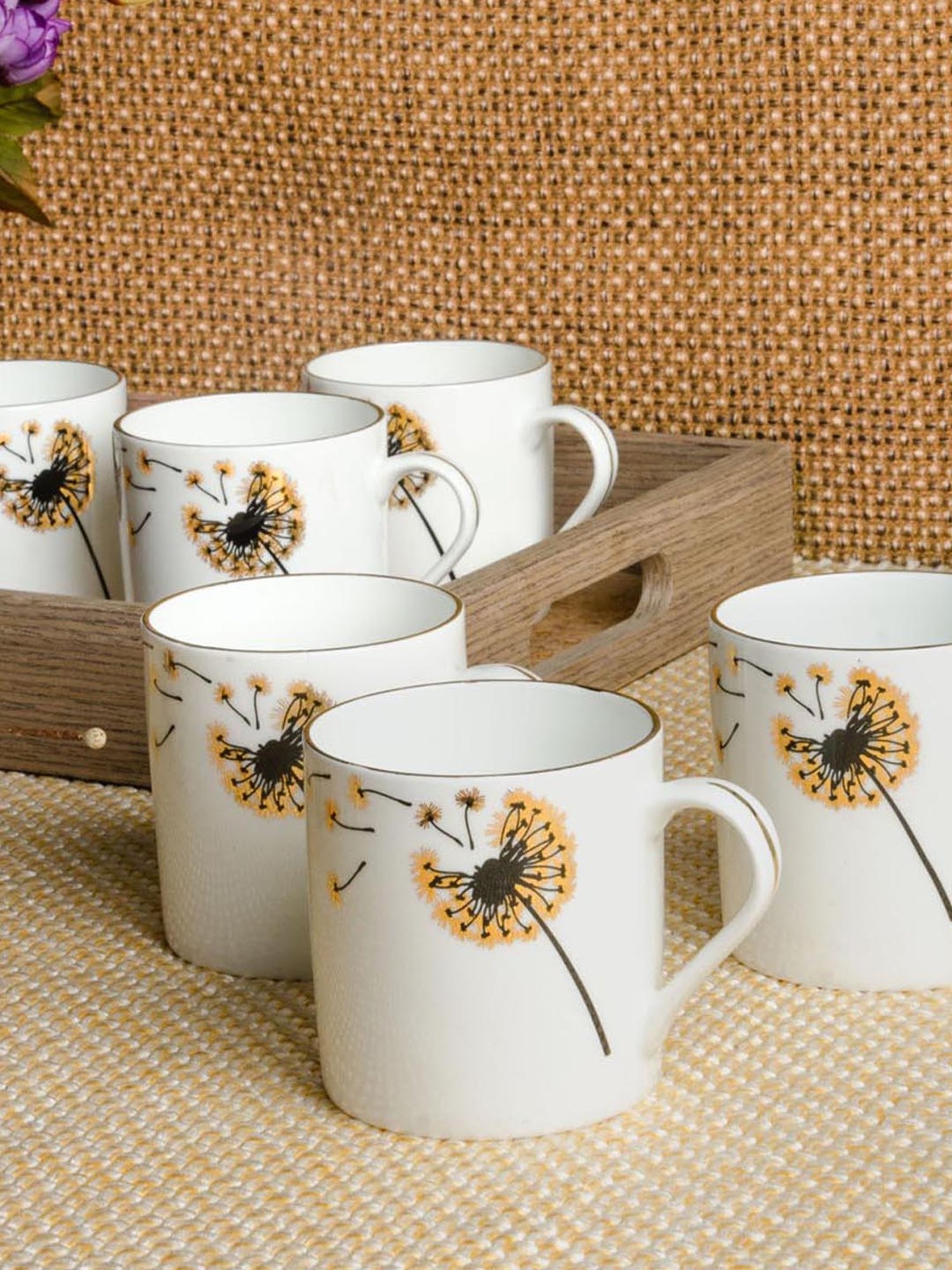 SONAKI White Bone China Coffee Mugs (220 ml) - Set of 6