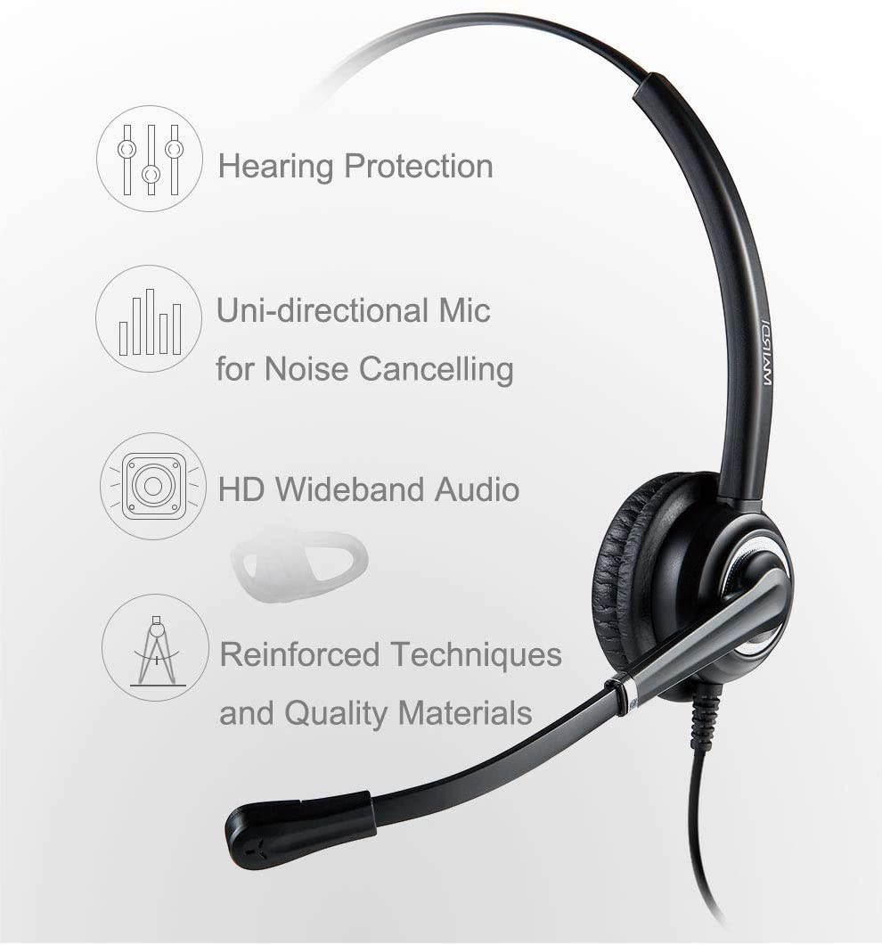 Cell Phone Headset with Nosie Cancelling Mic 3.5mm Jack for Apple iPhone Samsung BlackBerry Androids with Mic Mute Volume Control for Smart Phone Light Weight and Adjustable Headband