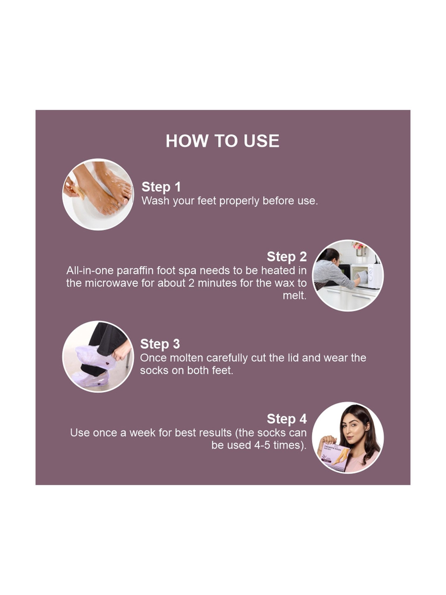 House of Beauty 4 Times Reusable Lavender Paraffin Foot Socks - 1 Pair - 235 gm