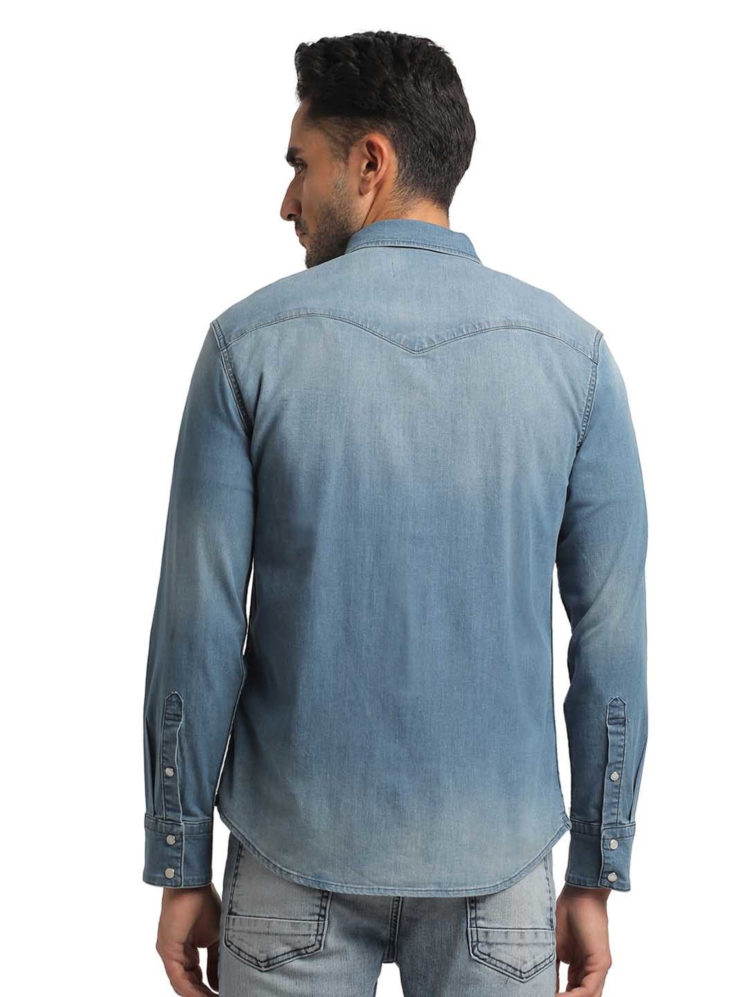 EVERBLUE Light Blue Regular Fit Shirt