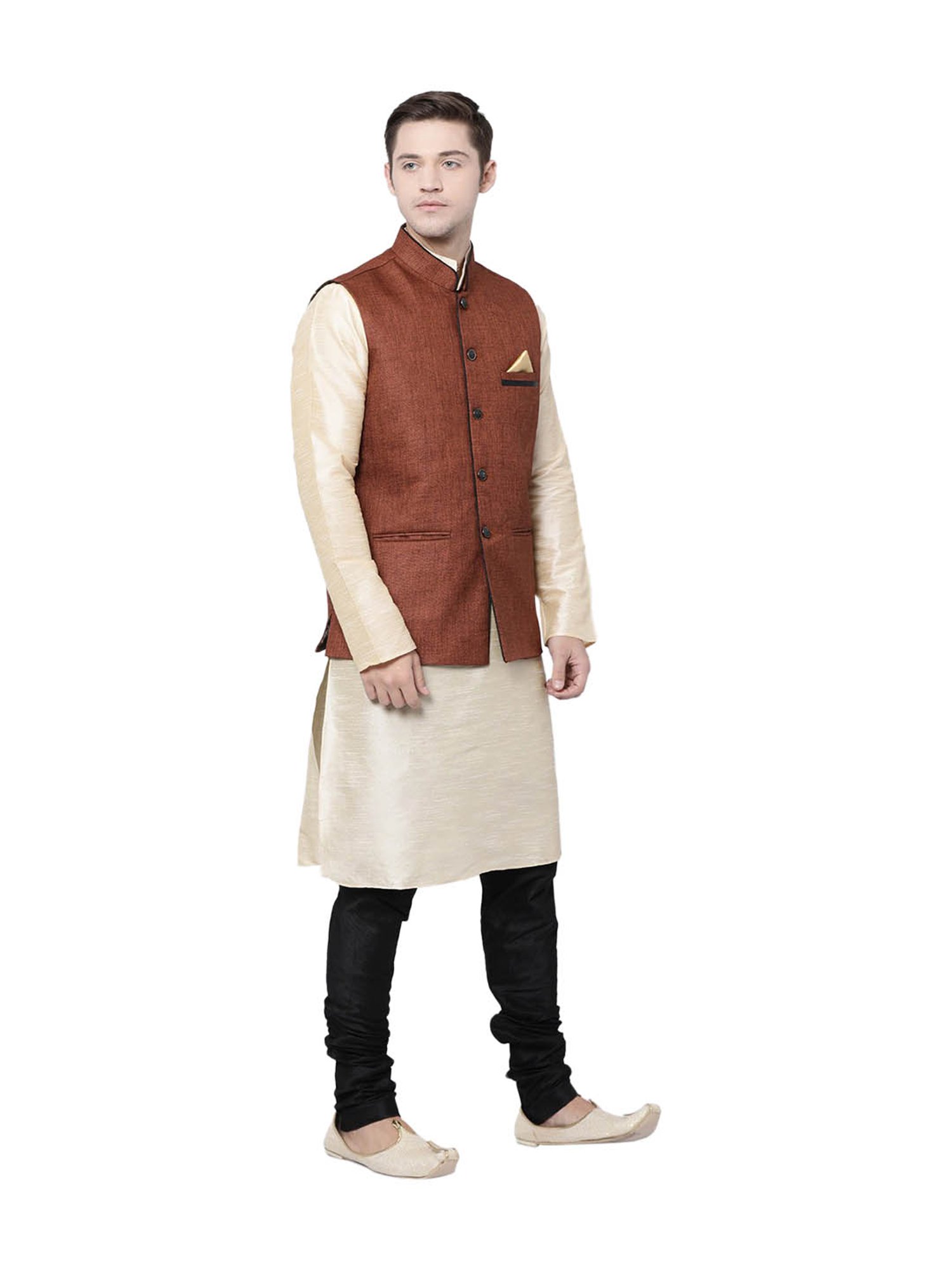 Tabard Brown & Gold Mandarin Collar Suit