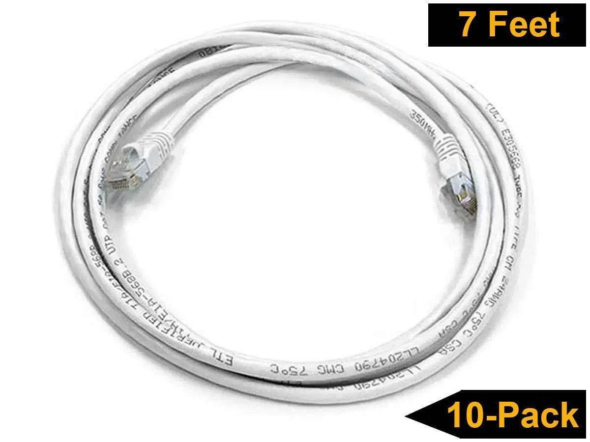 iMBAPrice 7 ' Cat5e Network Ethernet Patch Cable, 10 Pack, White (IMBA-CAT5-07WT-10PK)