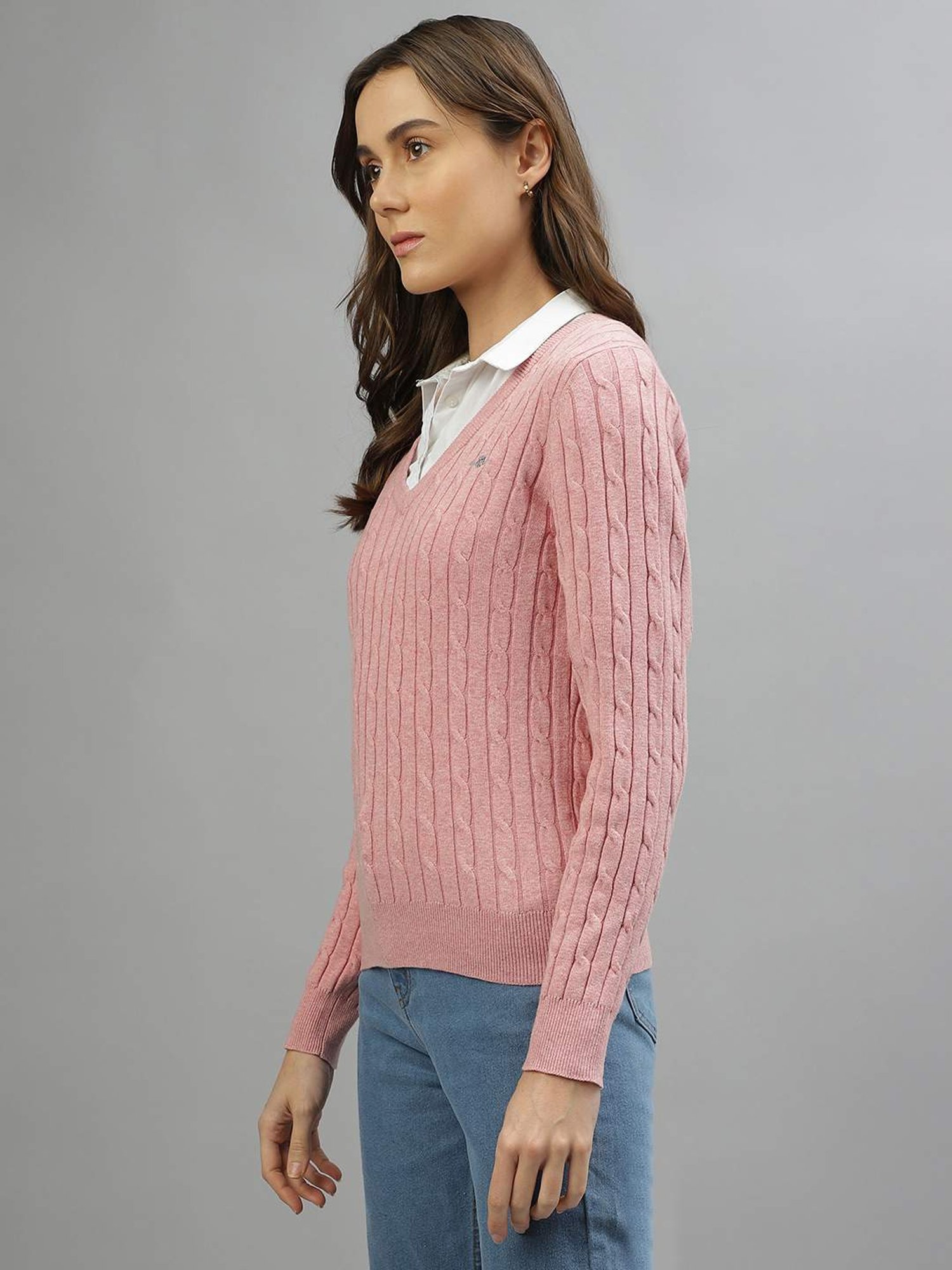 Gant Pink Cotton Self Pattern Sweater