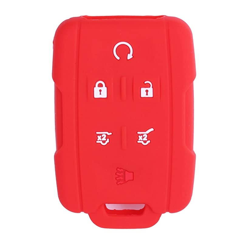 WERFDSR Sillicone key fob Skin key Cover Remote Case Protector Shell for 2015 2016 Chevrolet Suburban Tahoe GMC Yukon Smart Remote red blue