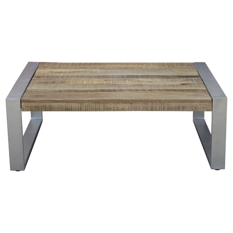 Handcrafted Reclaimed Wood and Silver Metal Coffee Table Natural - Timbergirl