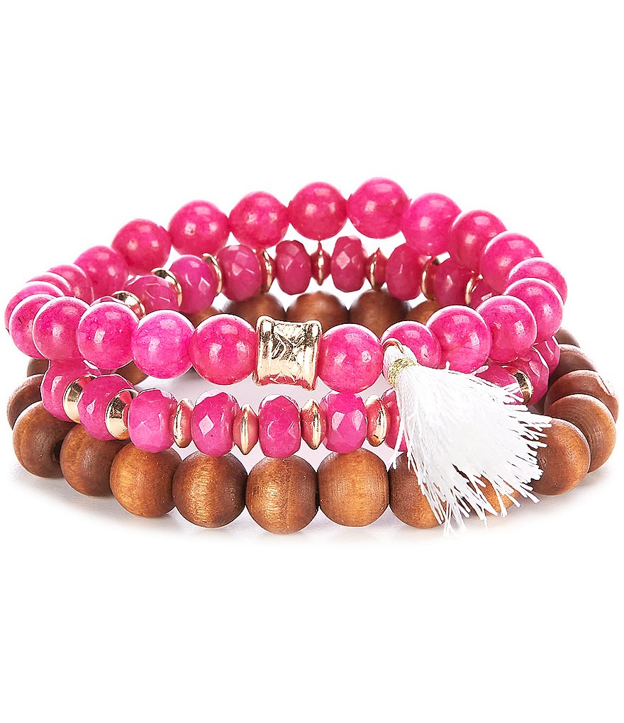 Southern Living Semi Precious and Wood Bracelet Set