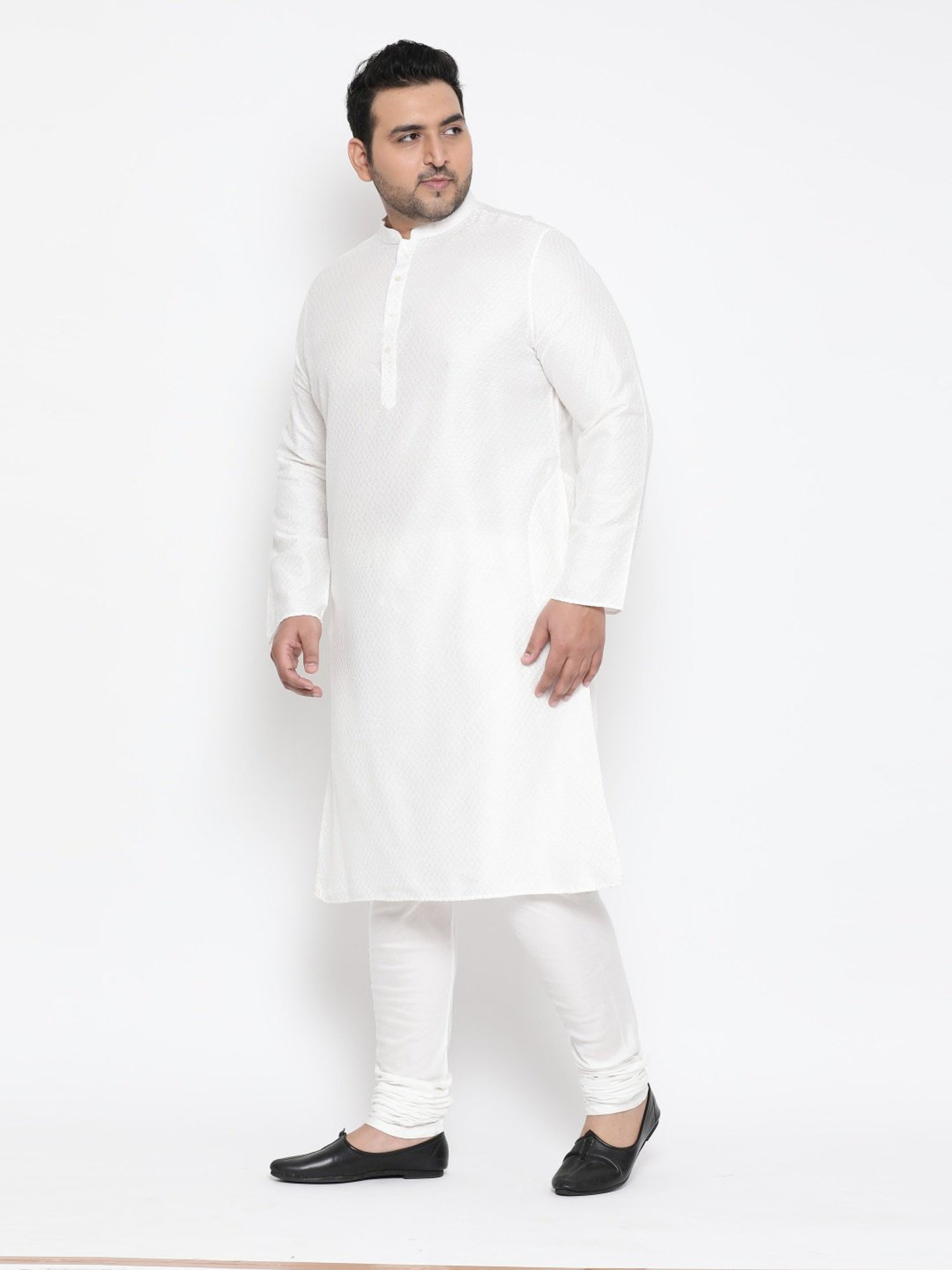 KISAH PLUS White Regular Fit Jacquard Kurta