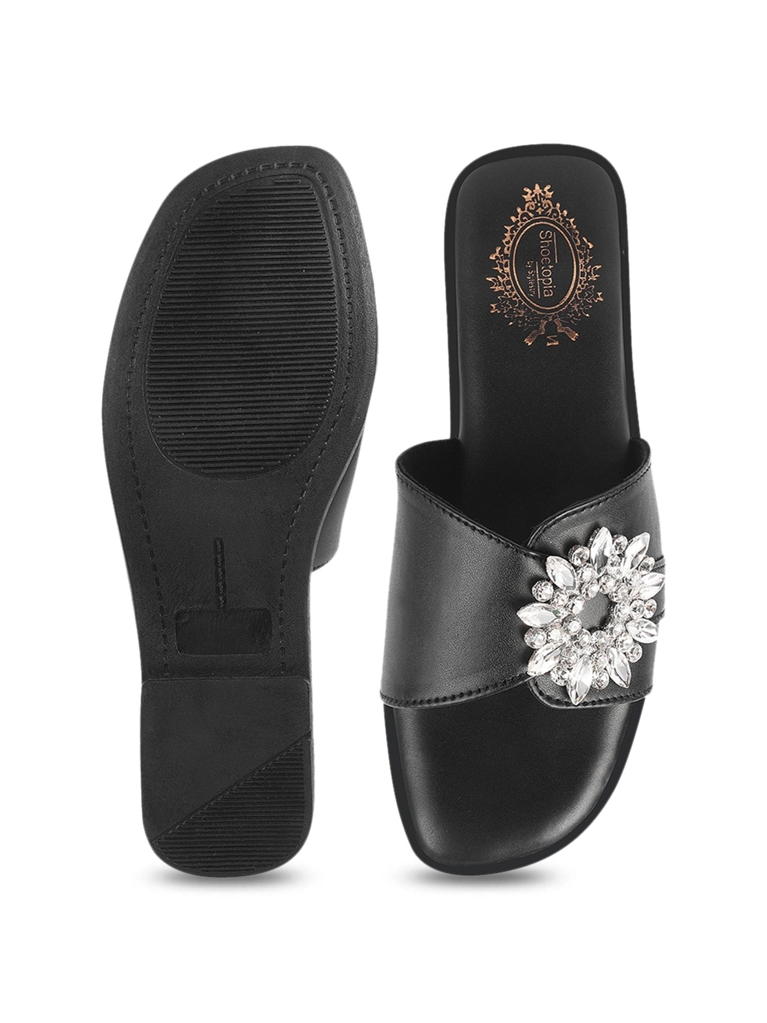 Shoetopia Women's Black Casual Sandals