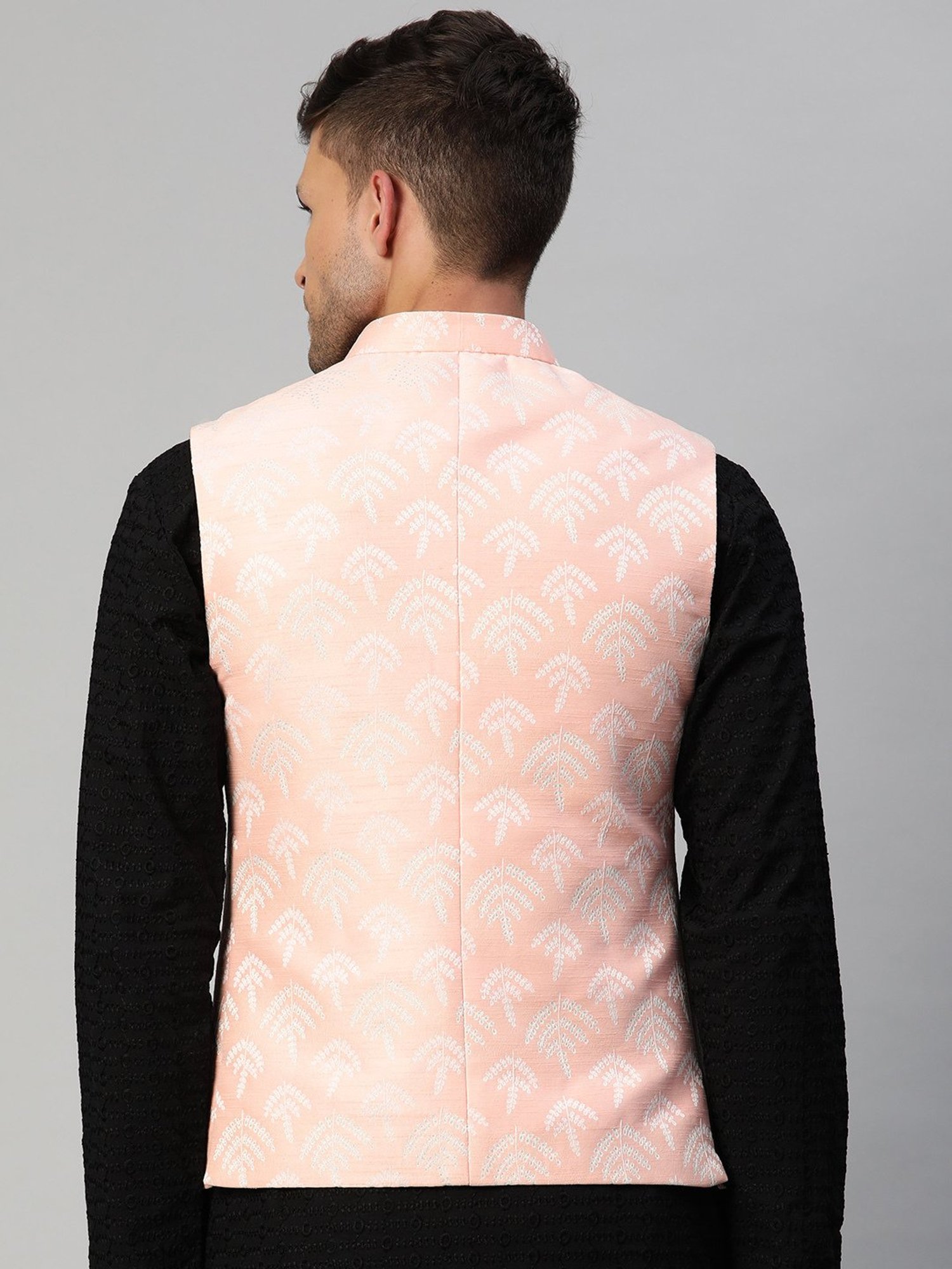 ManQ Pink Slim Fit Nehru Jacket