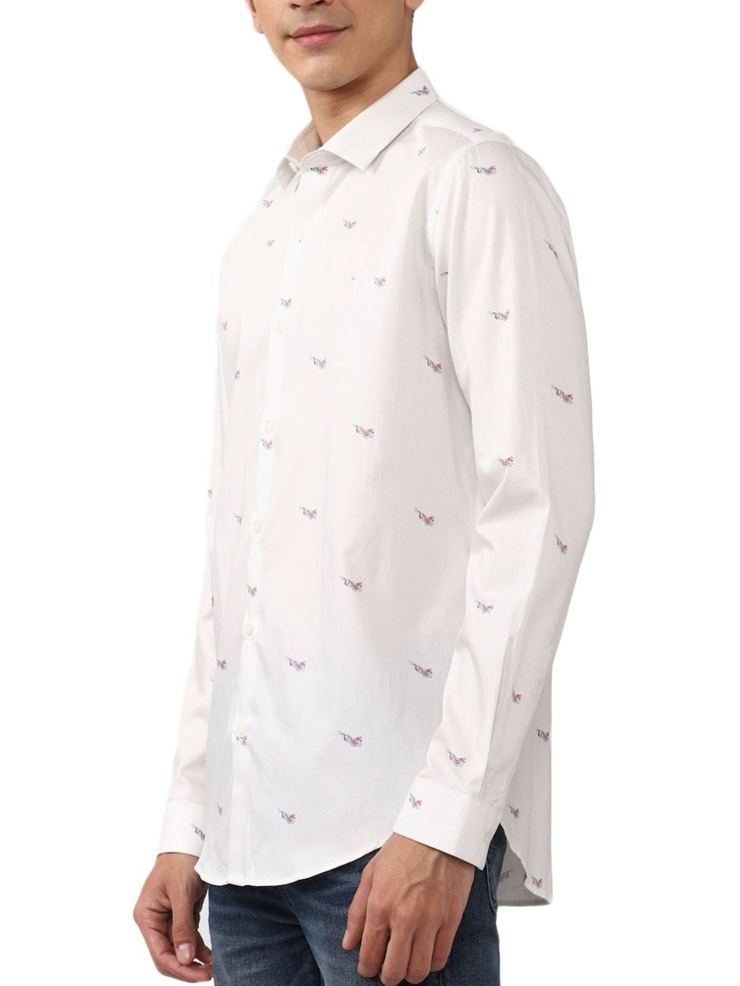 Simon Carter London White Printed Slim Fit Shirt