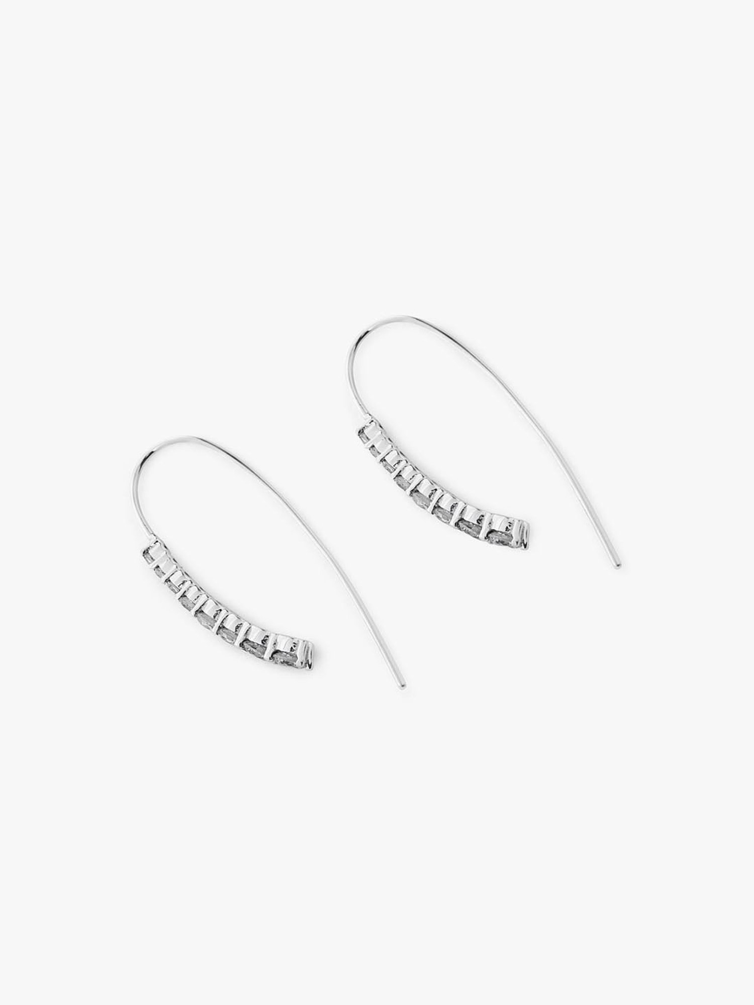 March by FableStreet Silver Zircon Slide-On Earrings for Women