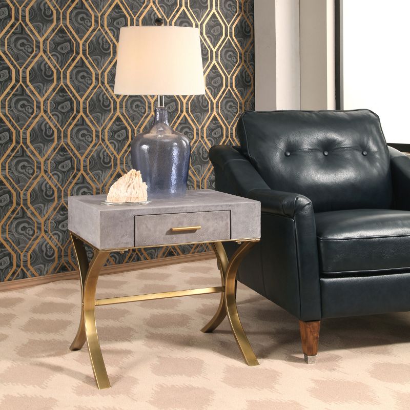 Niell Shagreen Leather End Table Gray - Abbyson Living