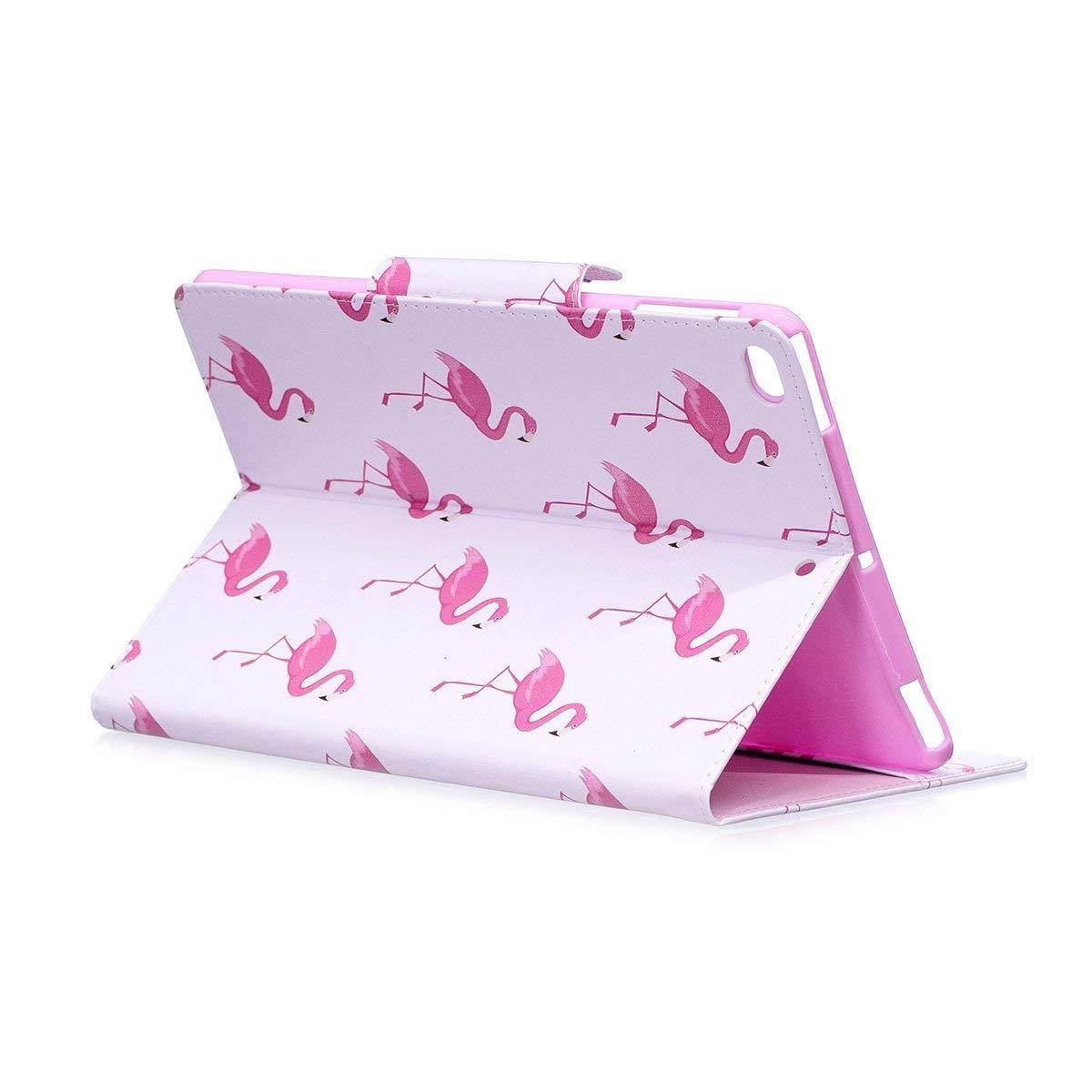 iPad Air case, iPad Air 2 case, Newshine PU Leather Magnetic Closure Flip Stand Case with Credit Card Pocket (Auto Sleep/Wake) for Apple iPad Air & iPad Air 2 - Red Flamingo