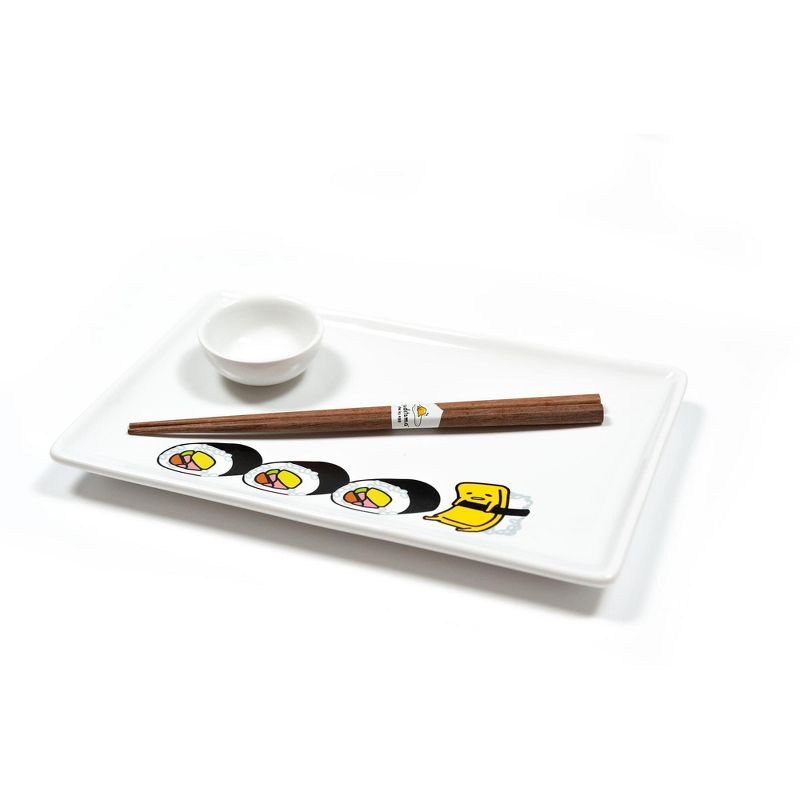Seven20 Gudetama Stoneware Sushi Set | Plate | Wasabi Dish | Chopsticks