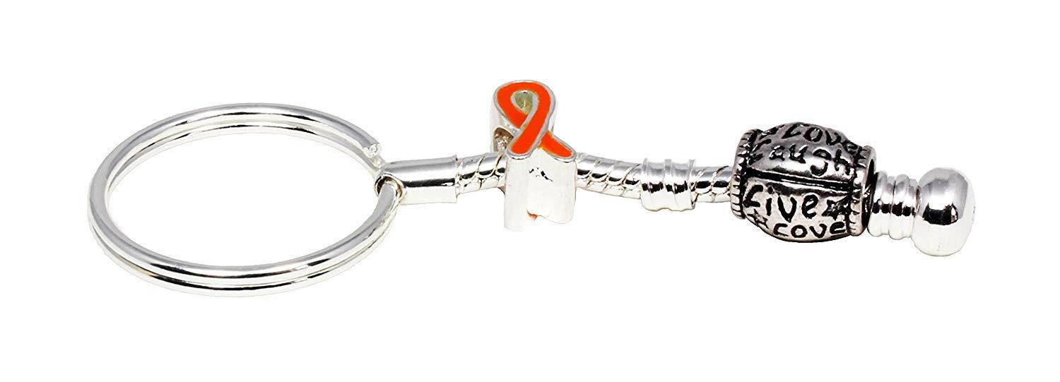 Orange Ribbon Live Love Laugh Silver Plated Charms and Key Chain Buy 1 Give 1